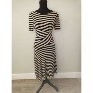Beige by eci Tan Black Striped Mini Dress Size Small